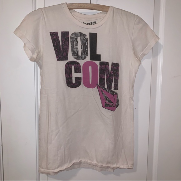 Volcom White Pink Snakeskin Print Graphic Shirt - Picture 1 of 6